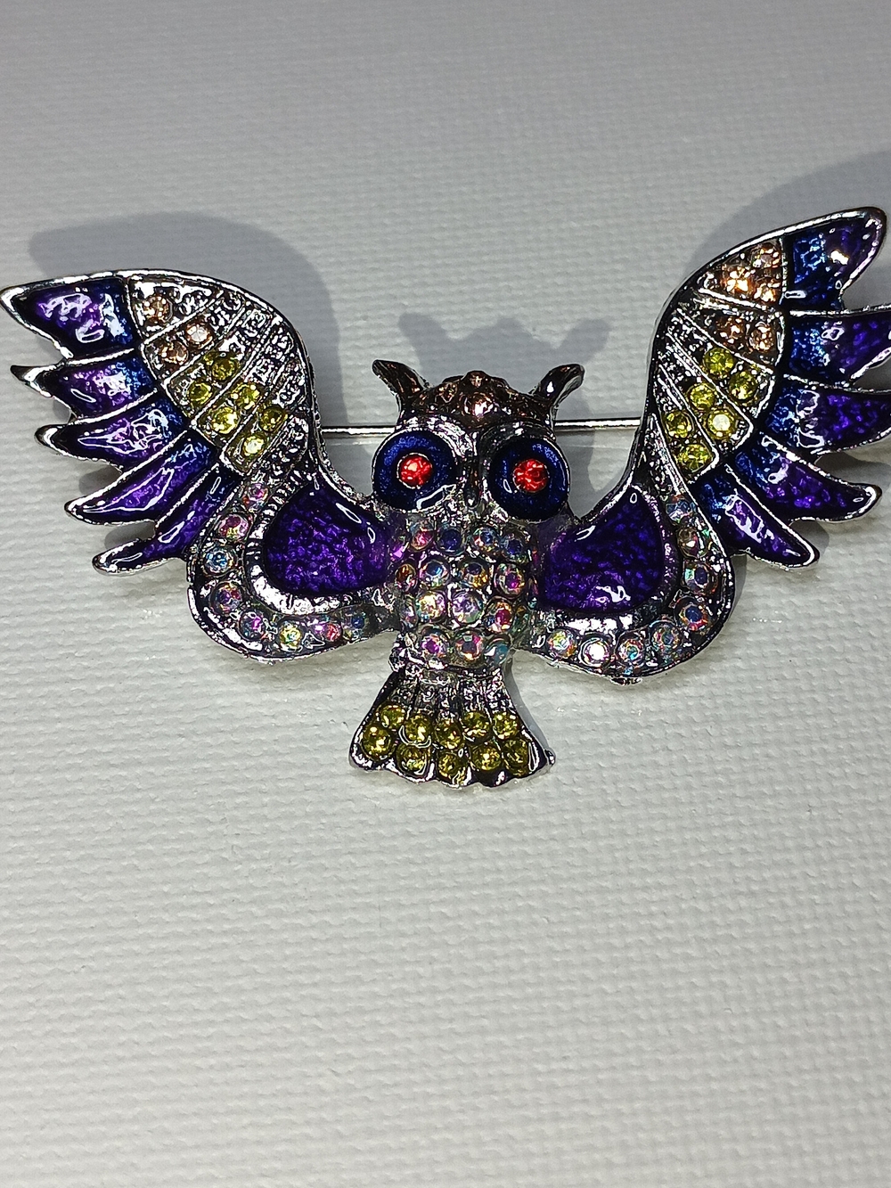 Crystal Owl Brooch Pin